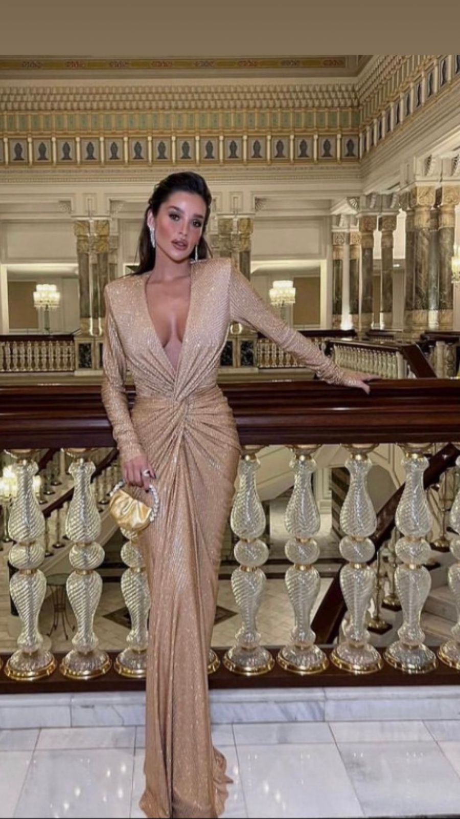 Champagne Crystal Embellished Dress
