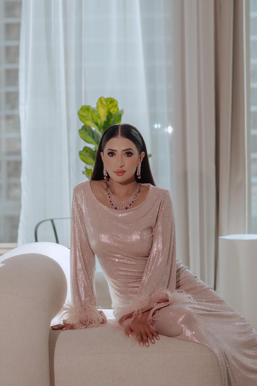 Powder Pink Crystal Embellished Dress - Image 2