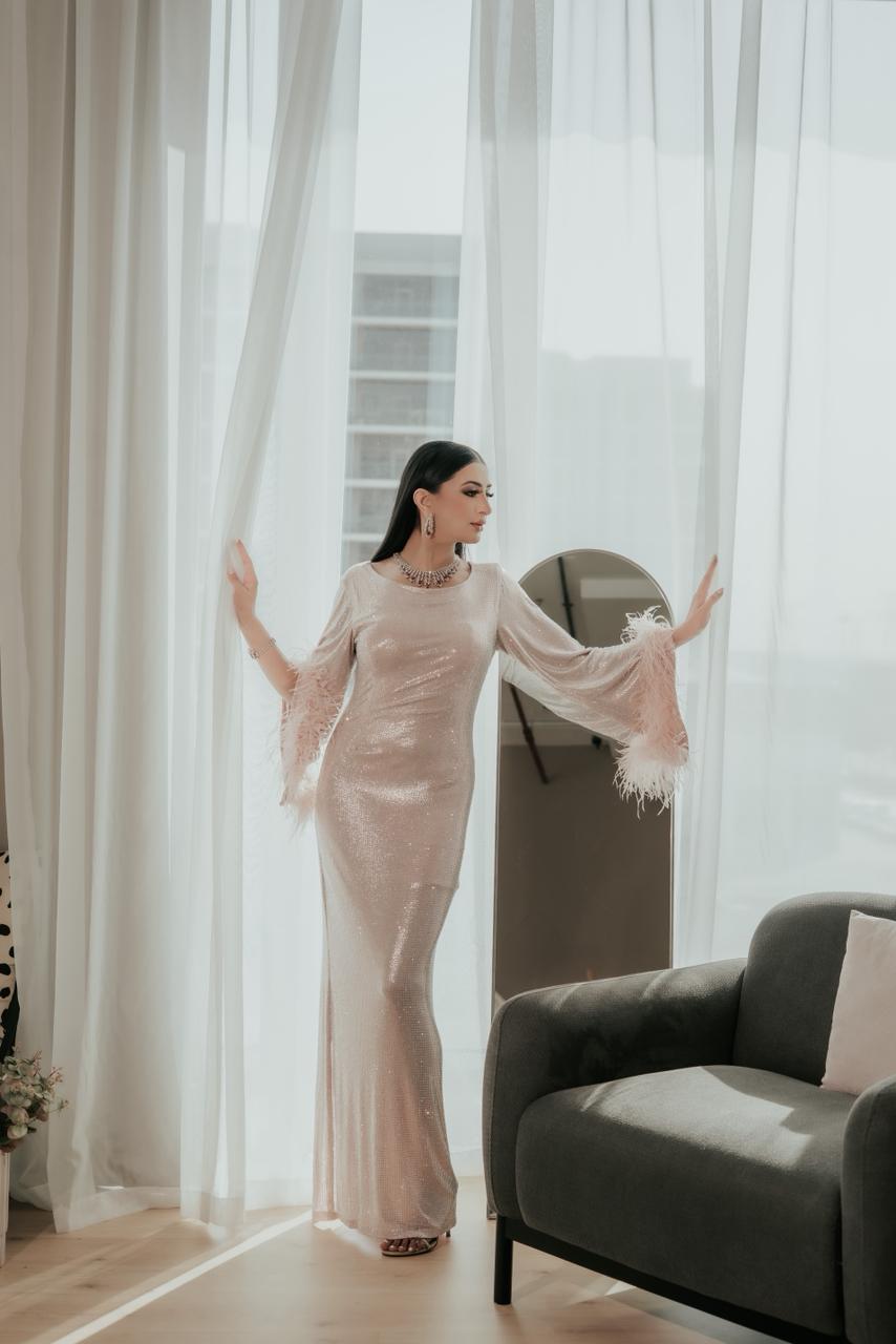 Powder Pink Crystal Embellished Dress - Image 3